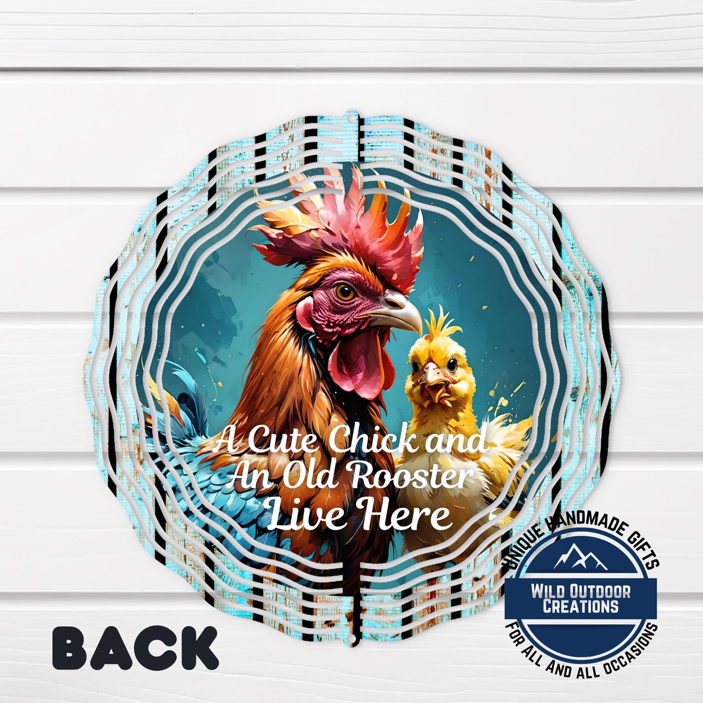 Farmhouse Chicken Spinner - 10-Inch Aluminum Double Sided Garden Wind Spinner