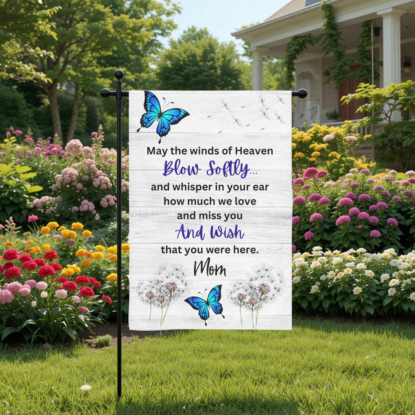 Memorial Garden Flag – Personalized Butterfly Sympathy Outdoor Garden Remembrance Flag 12x18 - full product view