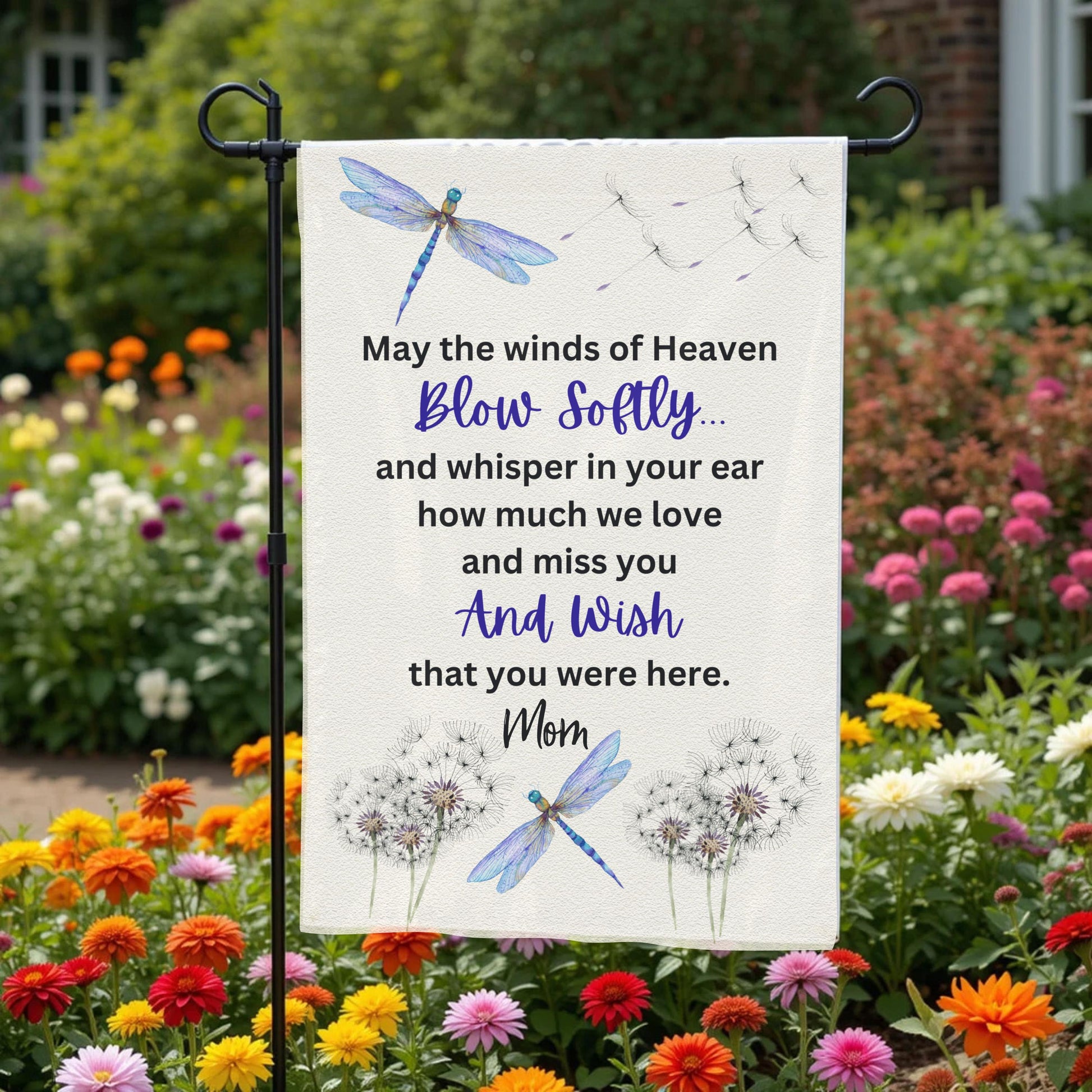 Personalized Garden Flag – Dragonfly Memorial Double-Sided 12x18 UV Protected