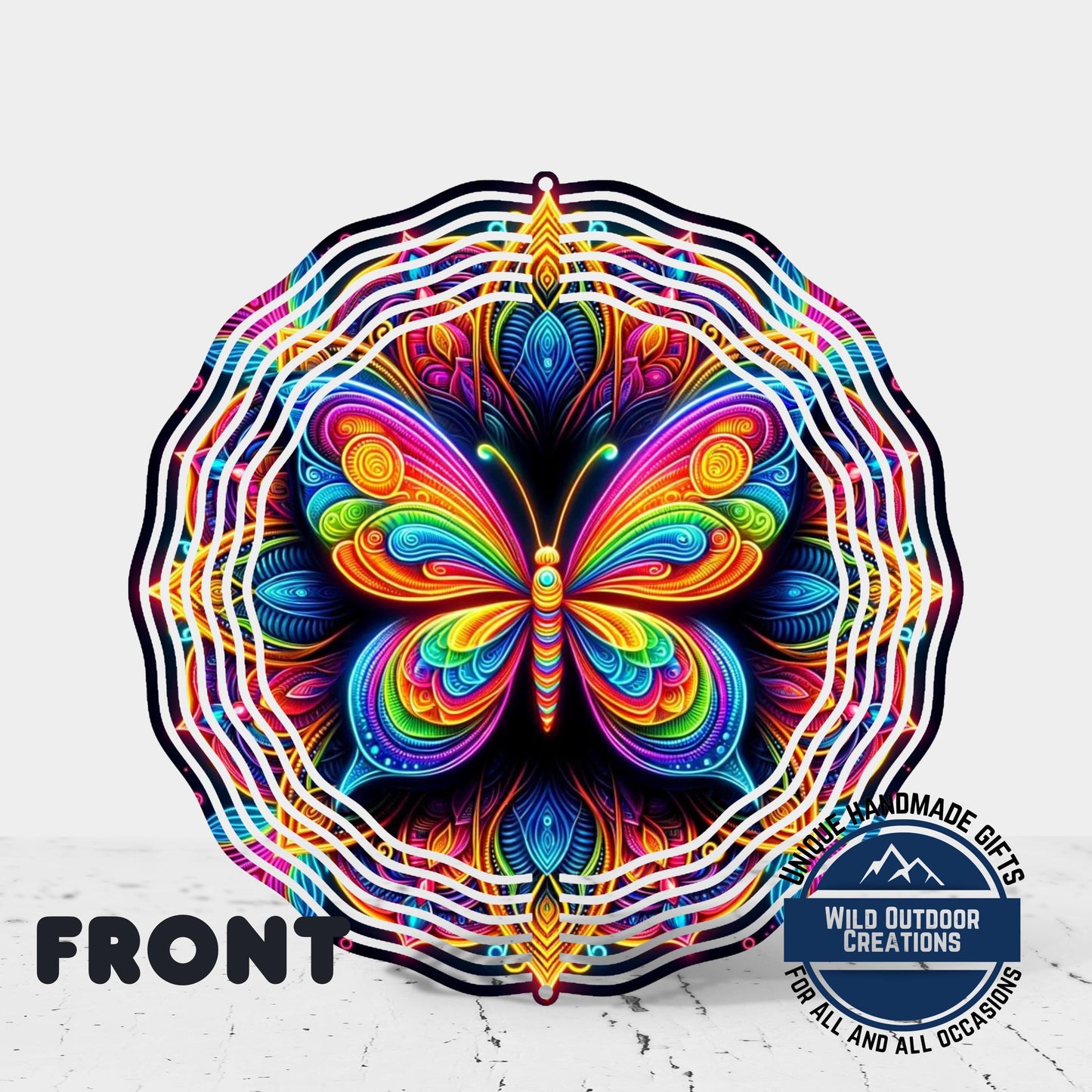 Butterfly Wind Spinner - Neon Rainbow Outdoor Garden Decor with 360° Swivel Hook - additional product photo 11