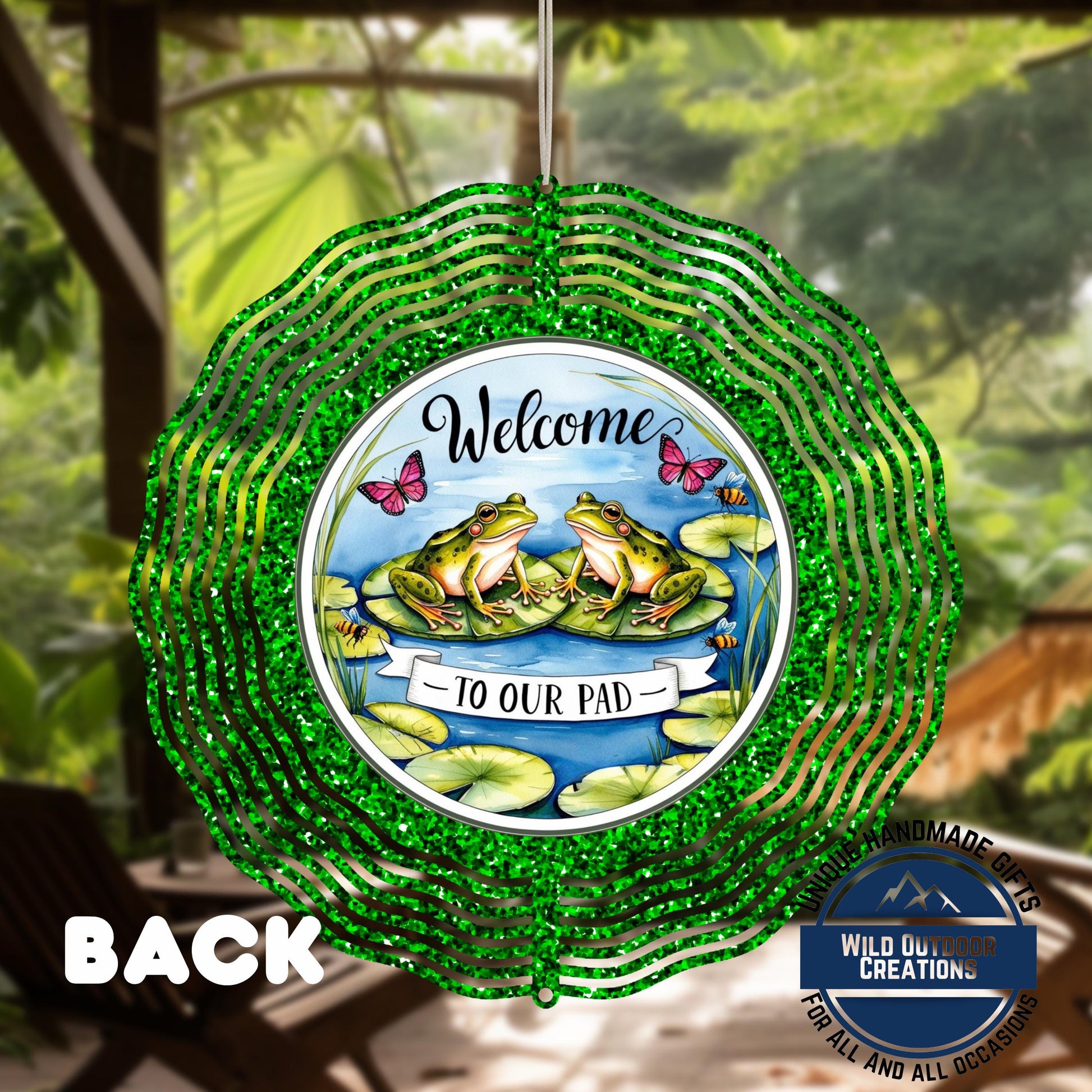 Frog Garden Spinner - Outdoor Garden Decor with Blue Green Glitter & UV Protection - additional product photo 10