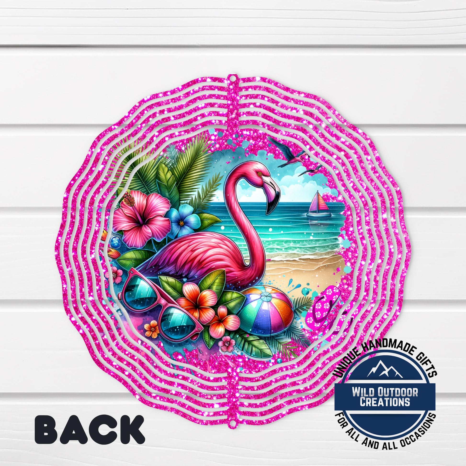 Flamingo Wind Spinner - Double Sided Aluminum Outdoor Garden Art with 360° Swivel - scale and size reference