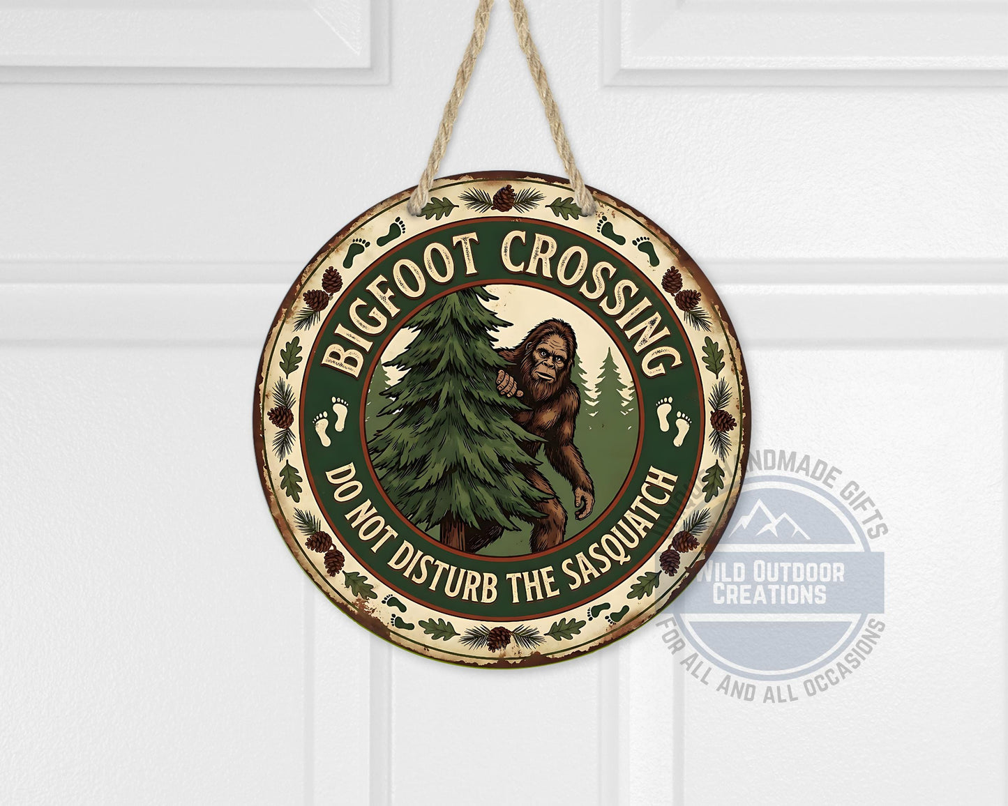 Bigfoot Crossing Sign - Rustic Cabin Decor | Weather Resistant Outdoor Porch Sign - alternate view