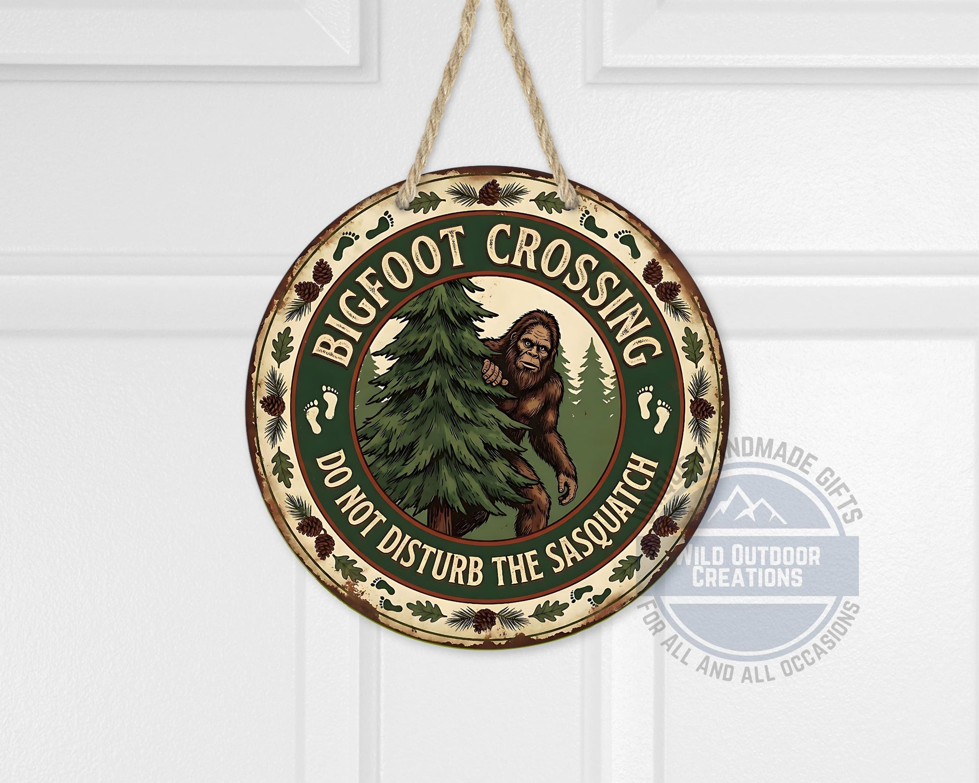 Bigfoot Crossing Sign - Rustic Cabin Decor | Weather Resistant Outdoor Porch Sign - alternate view