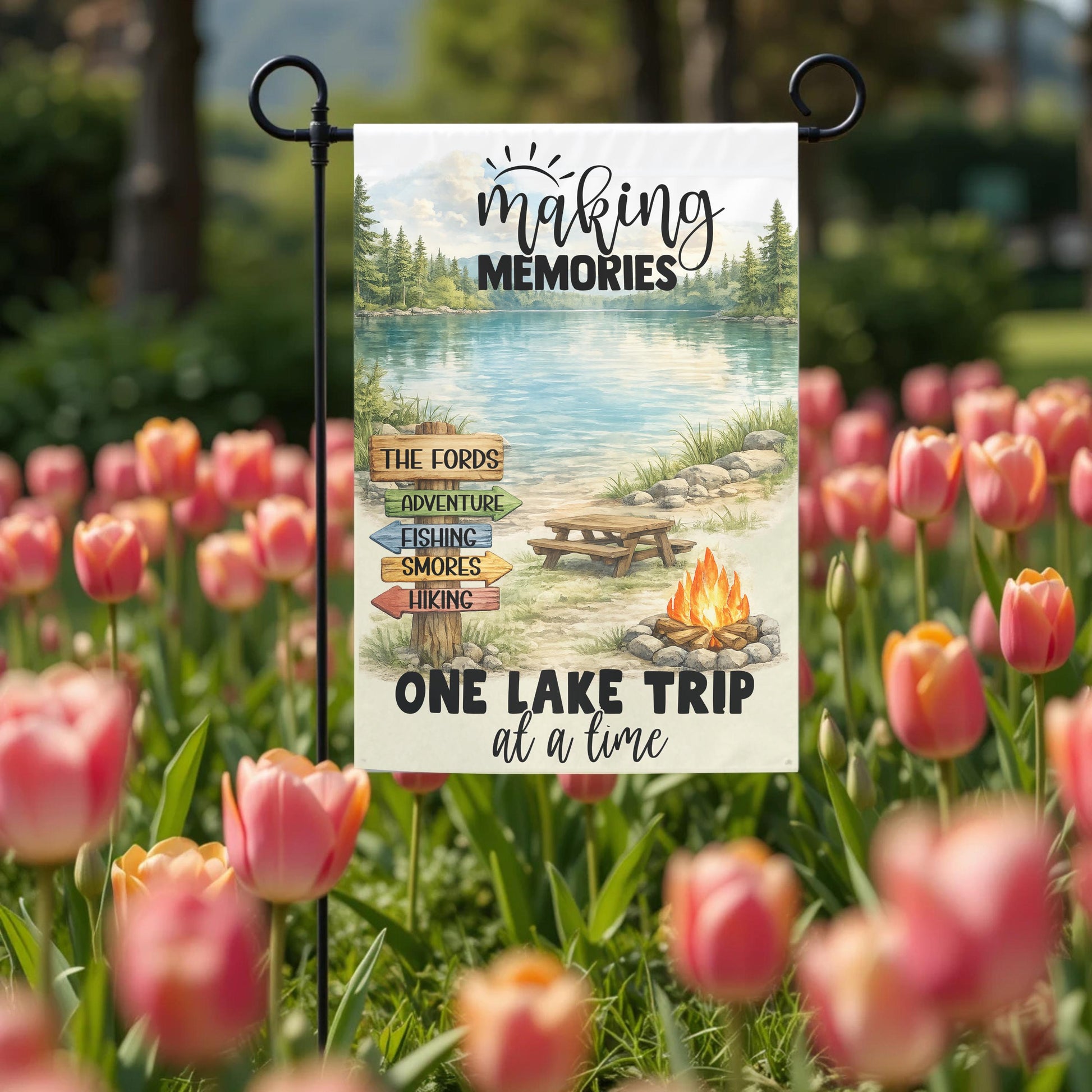 Personalized Lake Flag - Custom Lake Trip Garden Flag 12x18 | UV Protected Double Sided - size reference