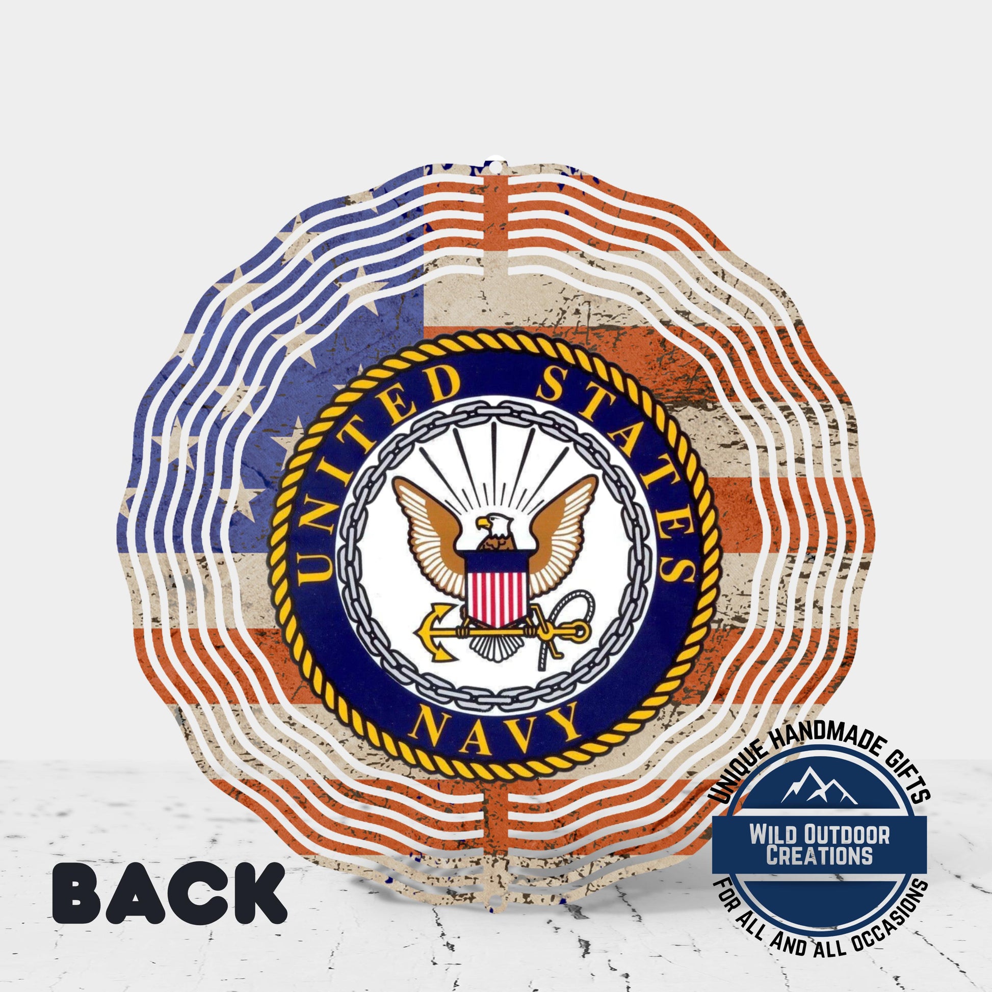 Navy Veteran Wind Spinner – Patriotic Garden Decor | Durable Aluminum, 10-Inch - gift presentation view