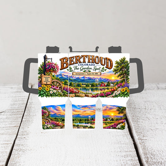 Berthoud Colorado Tumbler, 40 Oz Handle Cup, Garden Spot Gift