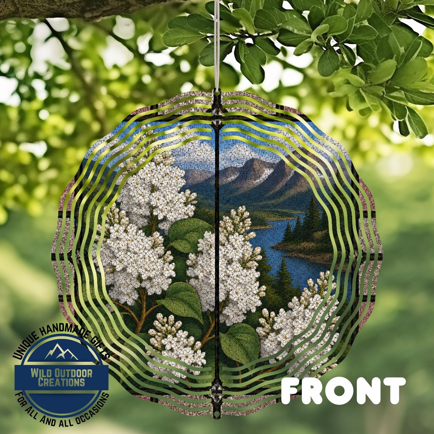 Wind Spinner Garden Decor - Aluminum Connecticut State Flower Laurel Outdoor Art