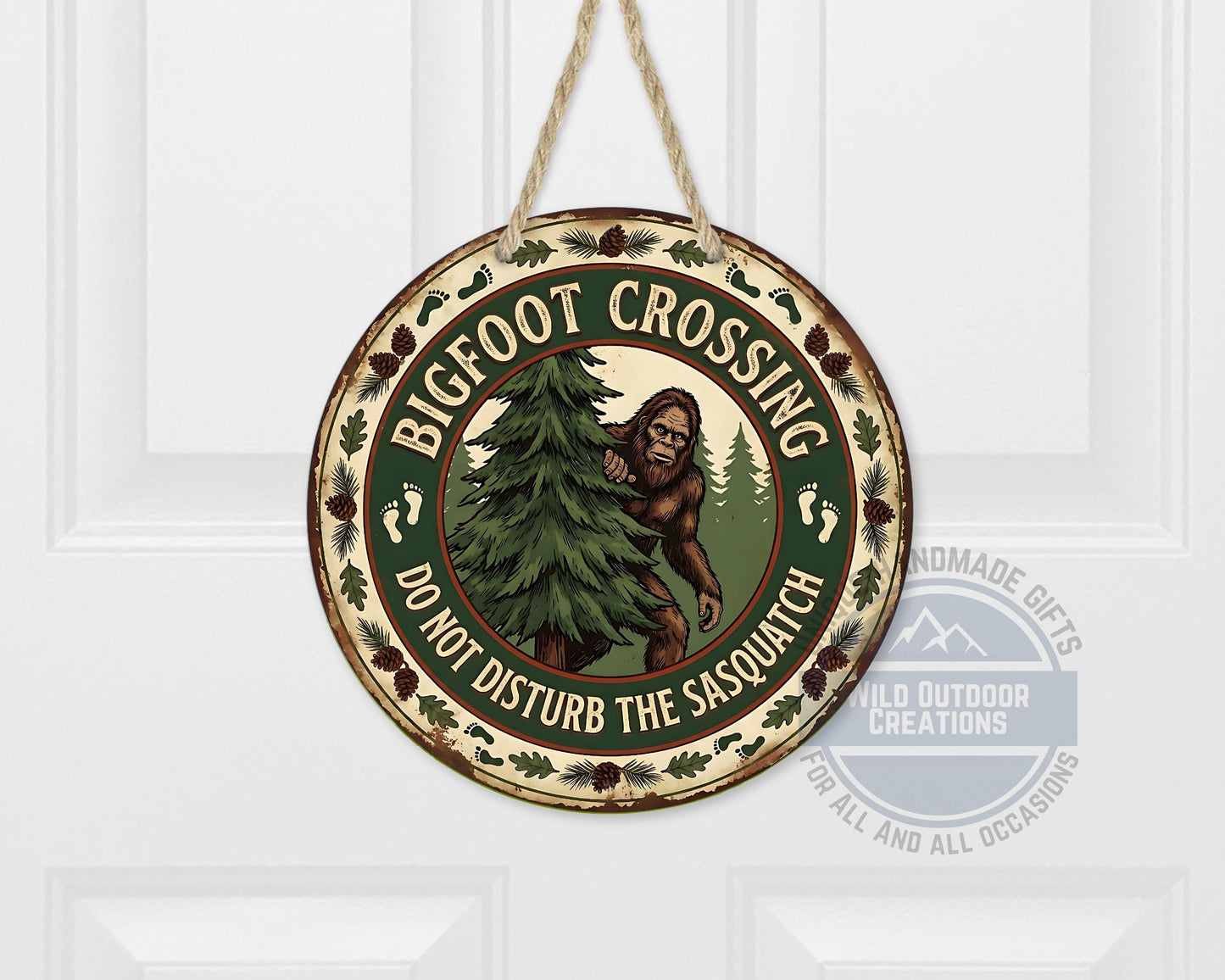 Bigfoot Crossing Sign - Rustic Cabin Decor | Weather Resistant Outdoor Porch Sign - packaging and presentation