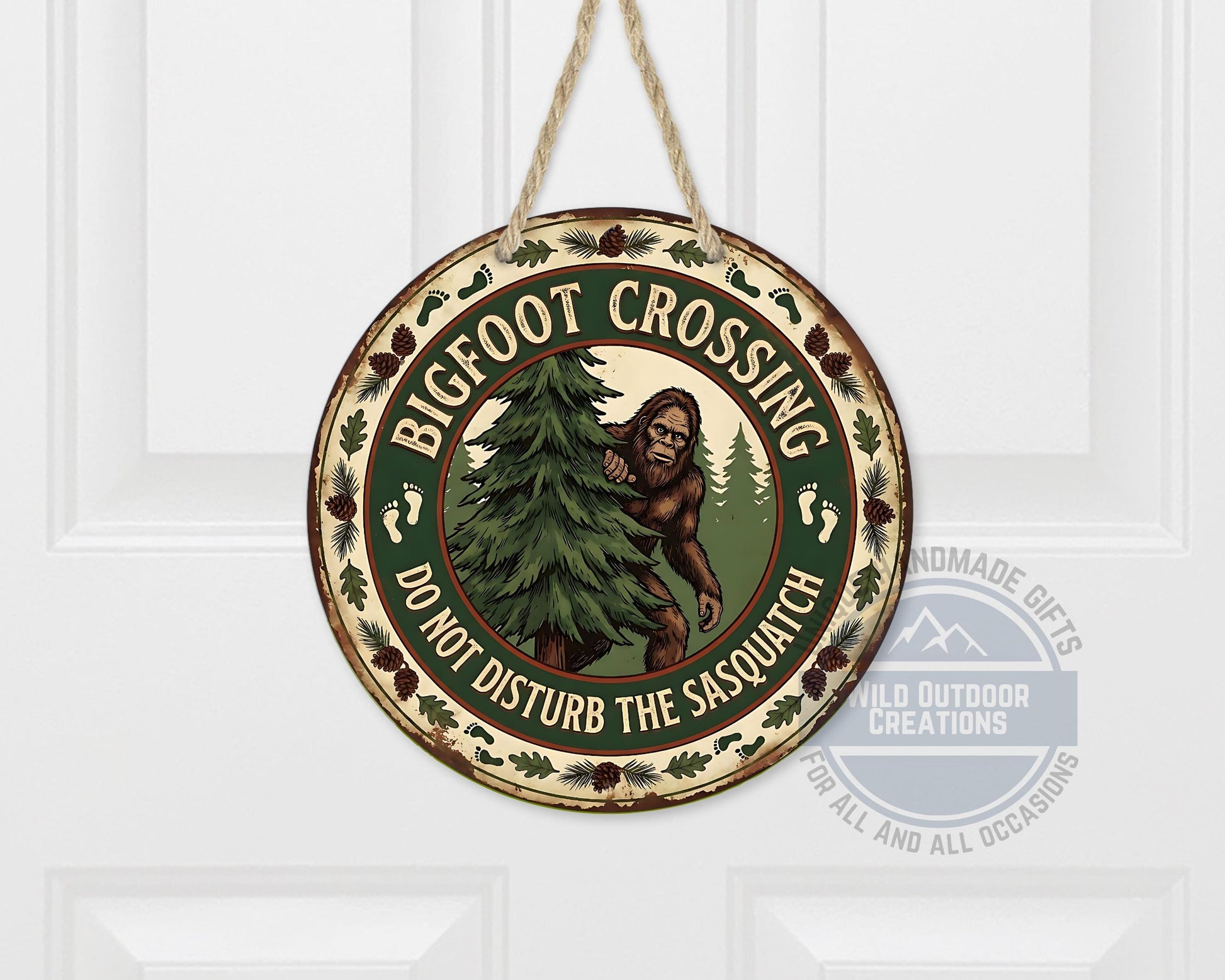 Bigfoot Crossing Sign - Rustic Cabin Decor | Weather Resistant Outdoor Porch Sign - packaging and presentation