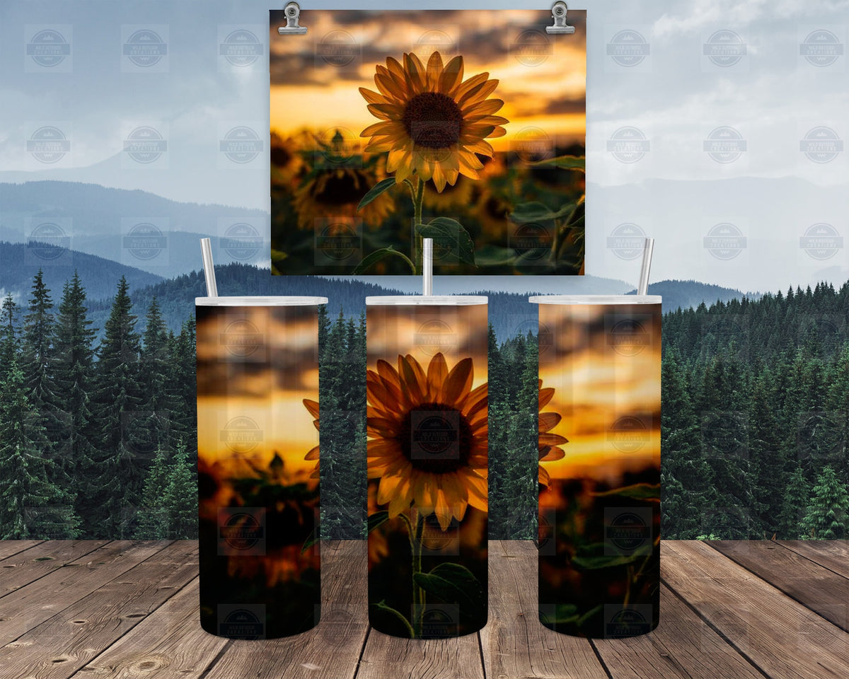 Sunflower Tumbler | Sunset Field 20Oz Stainless Steel Coffee Cup