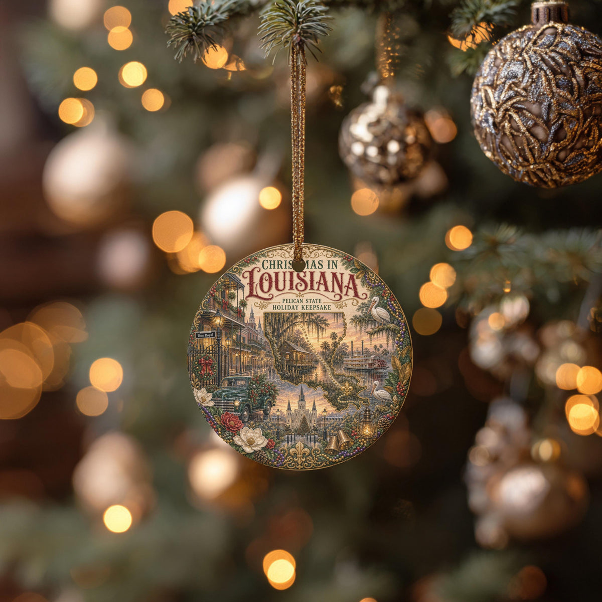Louisiana Christmas Ornament | French Quarter Ceramic Keepsake