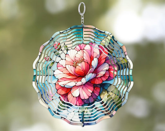 Alabama Wind Spinner - Colorful Camellia Garden Art for Alabama Lovers