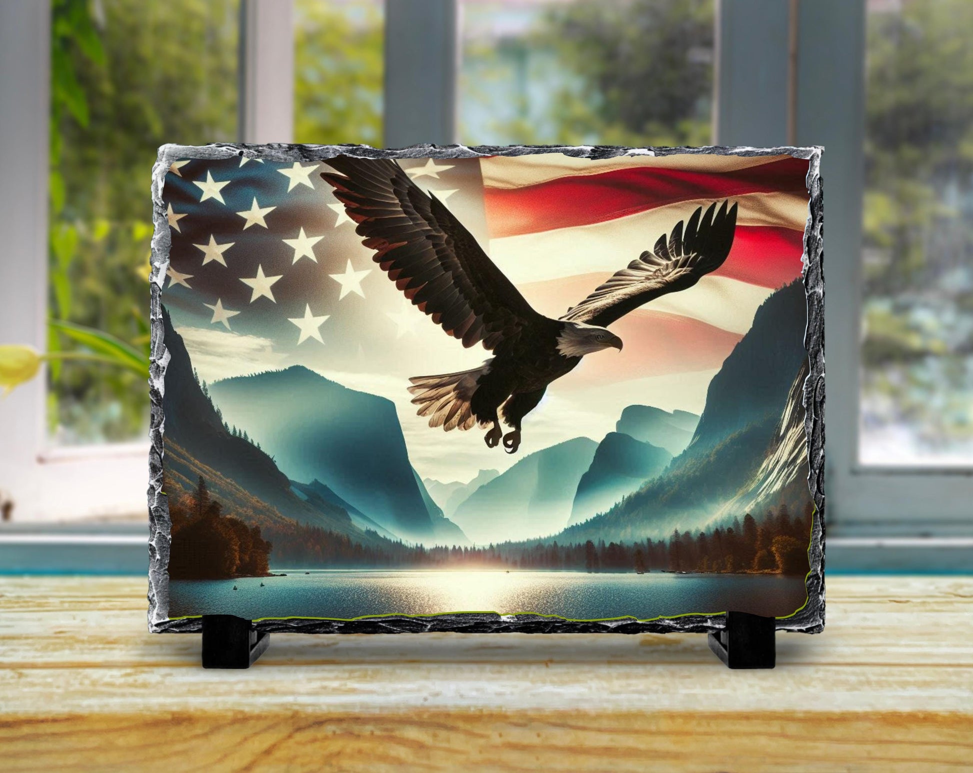 Bald Eagle Slate Sign – American Flag Art | Rustic Americana Style Decor - packaging and presentation
