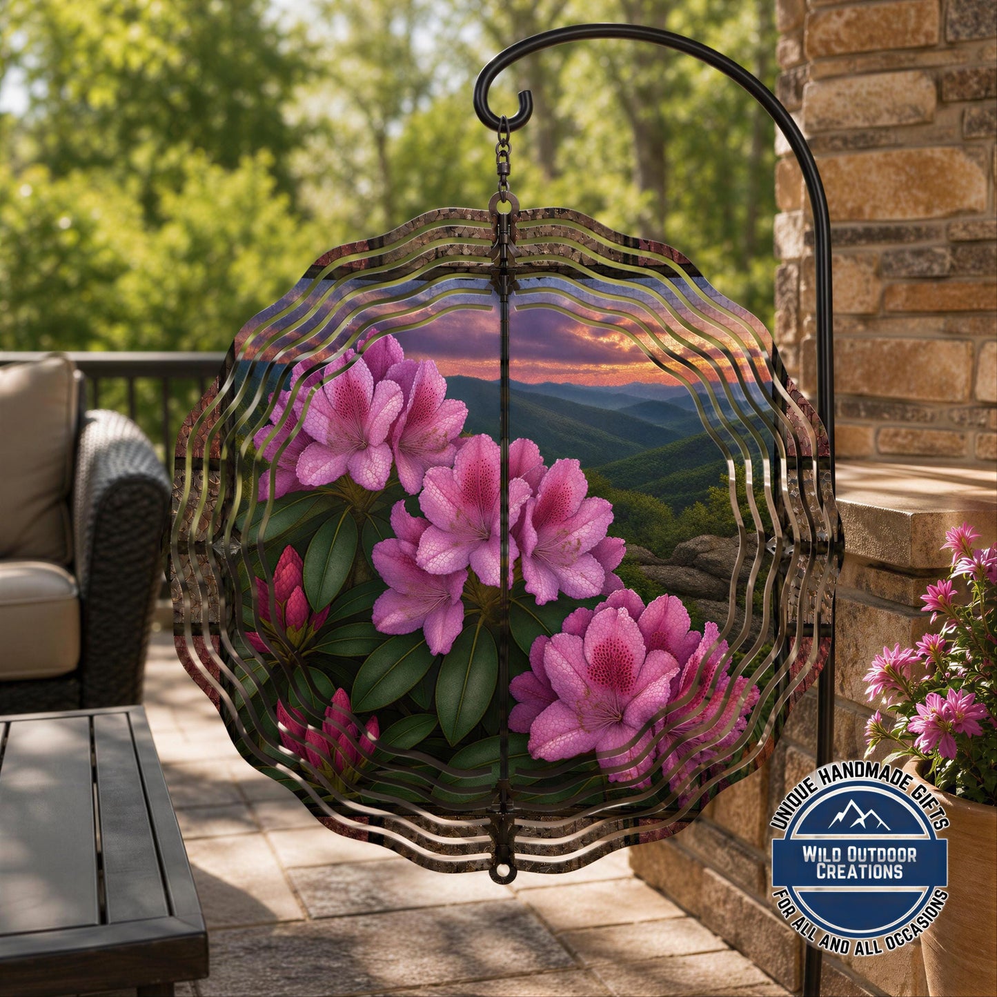 West Virginia Rhododendron Wind Spinner State Flower Mountain Sunset Garden Outdoor Decor Gift