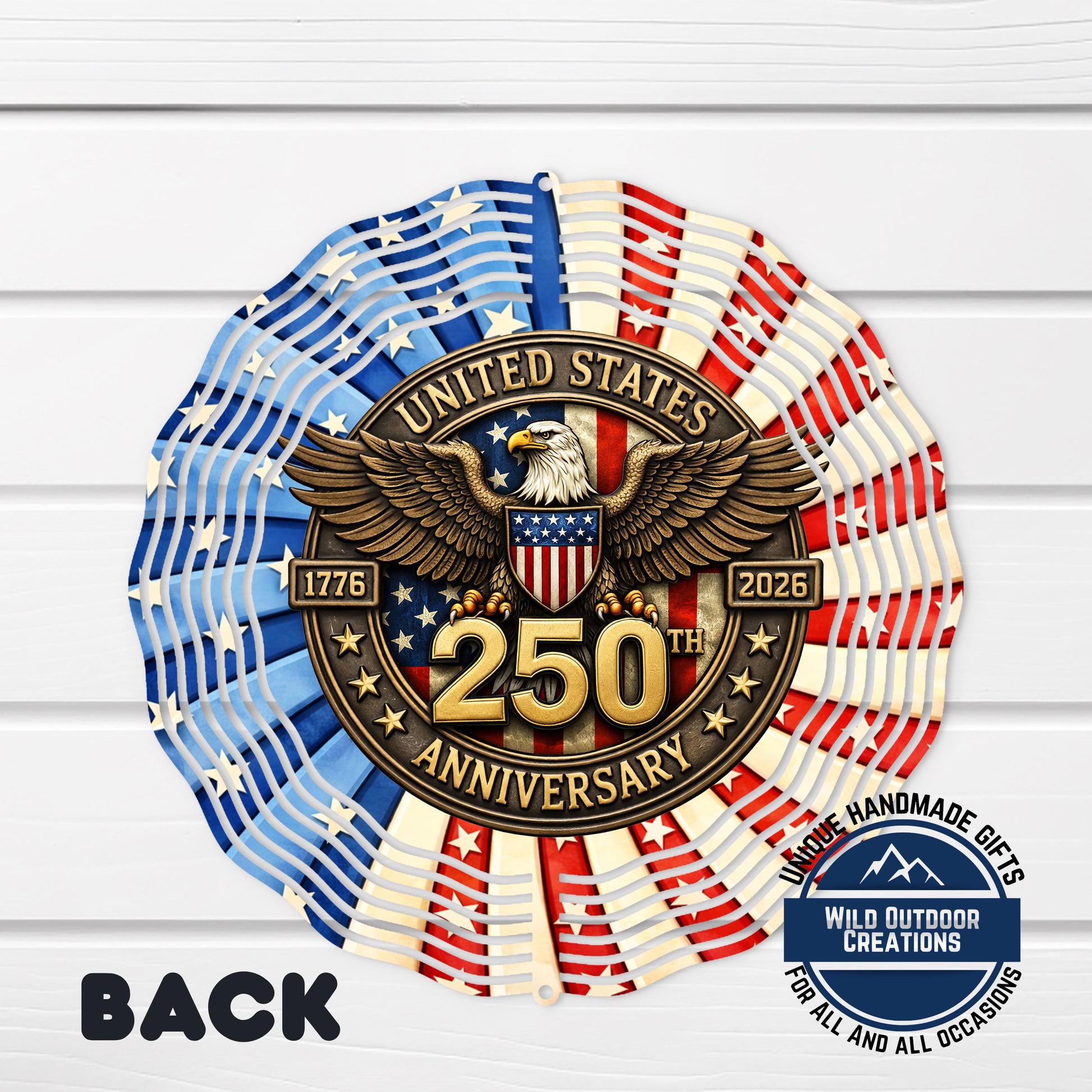 USA 250th Anniversary Wind Spinner – Patriotic Garden Decor With Bald Eagle - product dimensions and specifications
