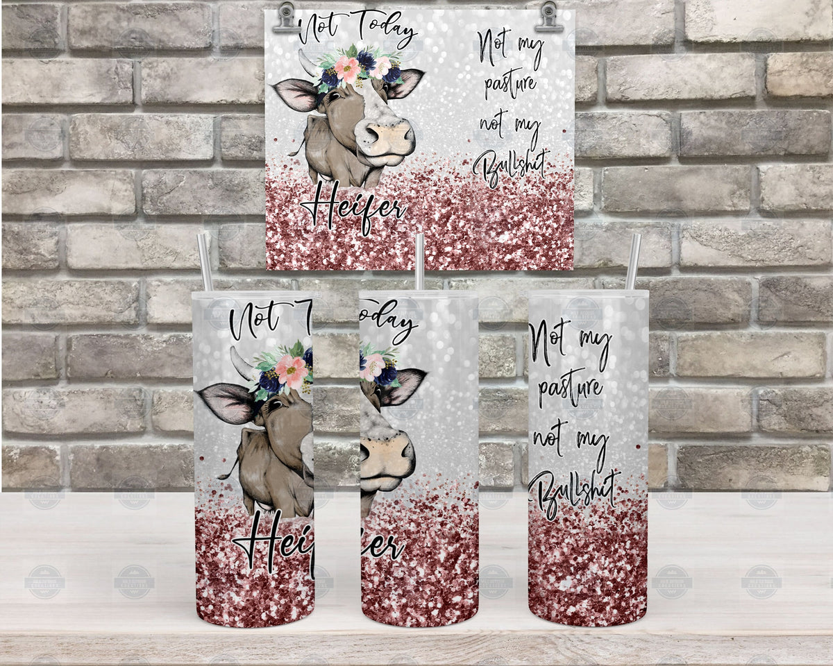 Cow Tumbler, Not Today Heifer, Stainless Steel 20Oz, Clear Lid