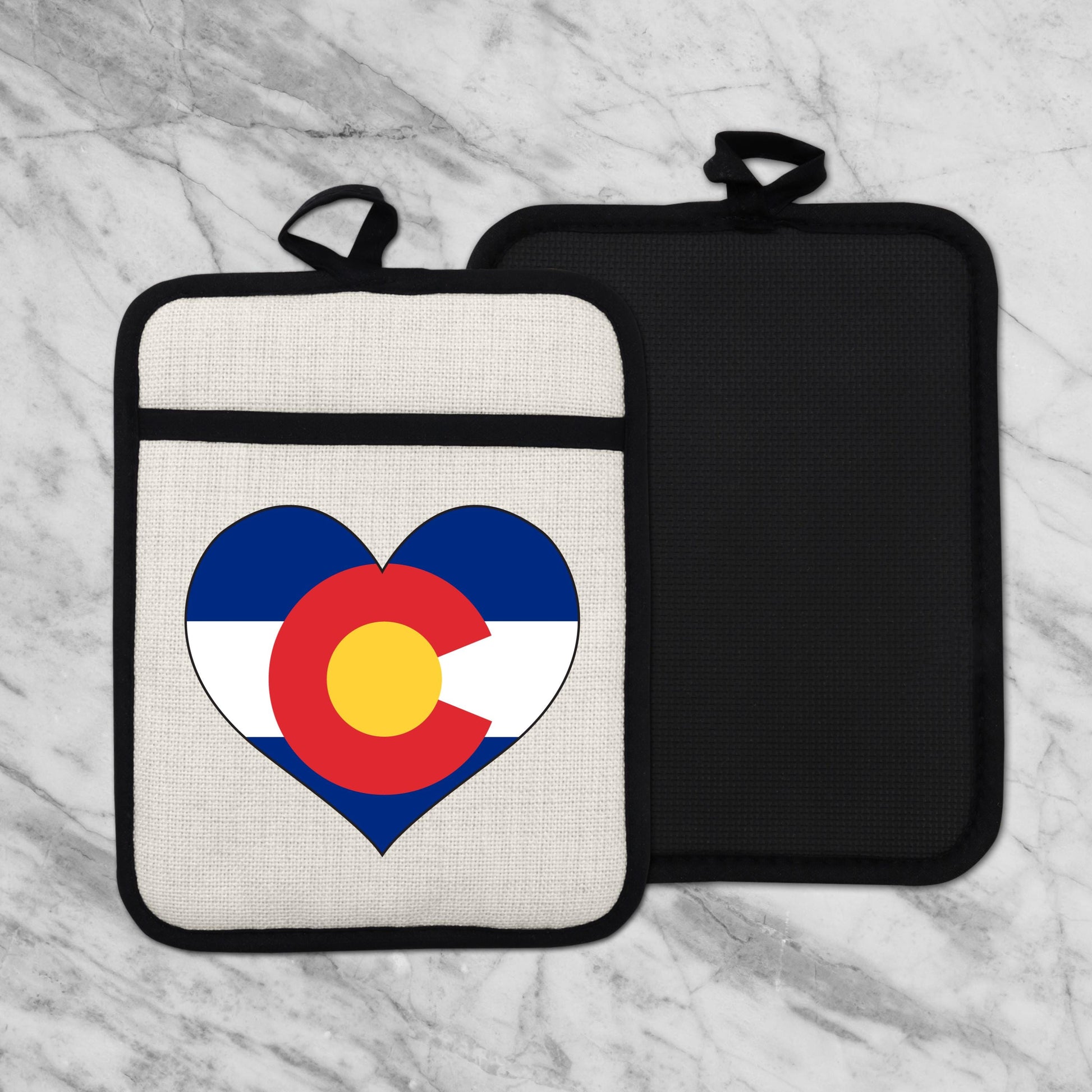 Colorado Heart Pot Holder – Silicone Pot Holder with Linen Front & Heat Resistant Trivet - additional product photo 11