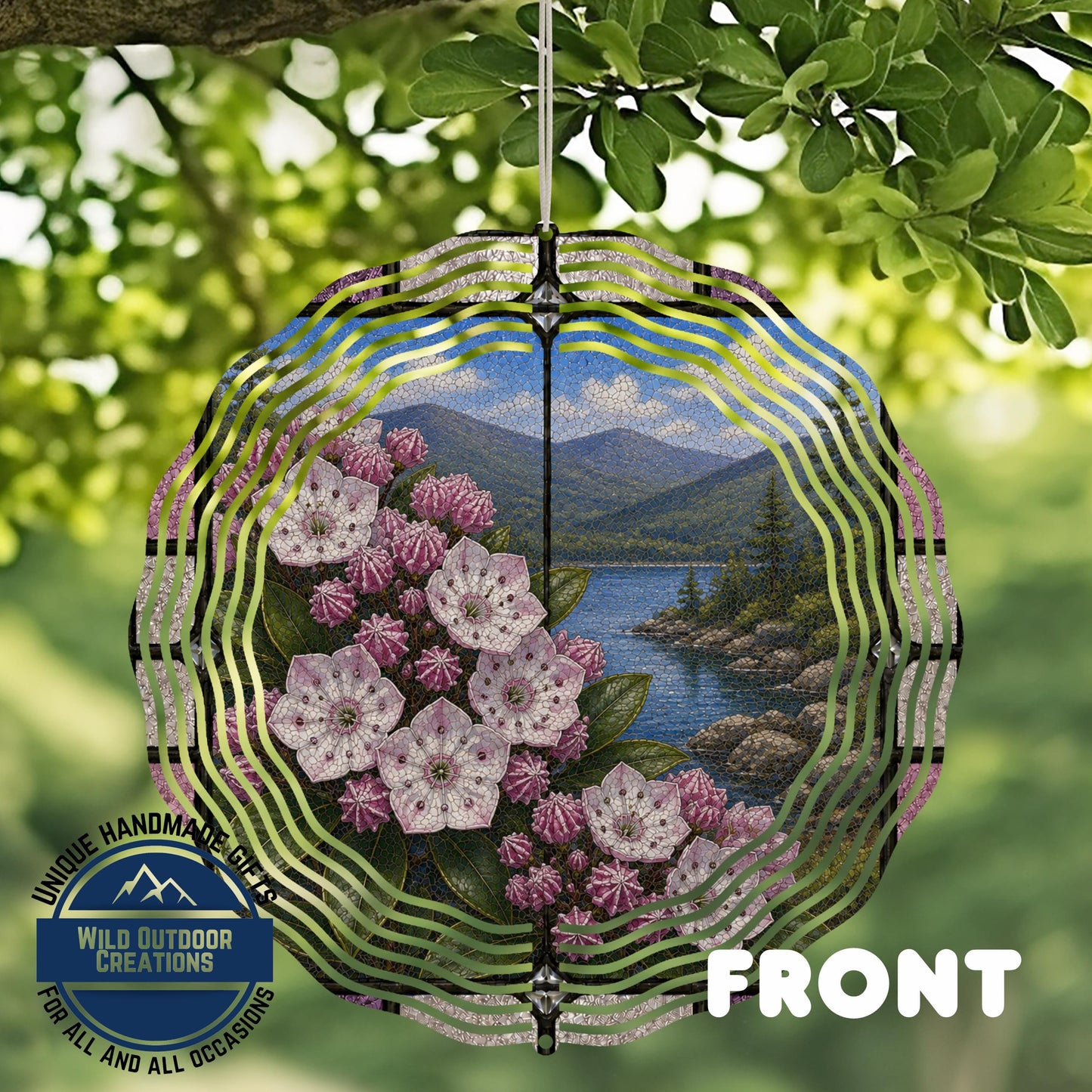 Mountain Laurel Wind Spinner - Connecticut State Flower Aluminum Garden Spinner, UV Protected