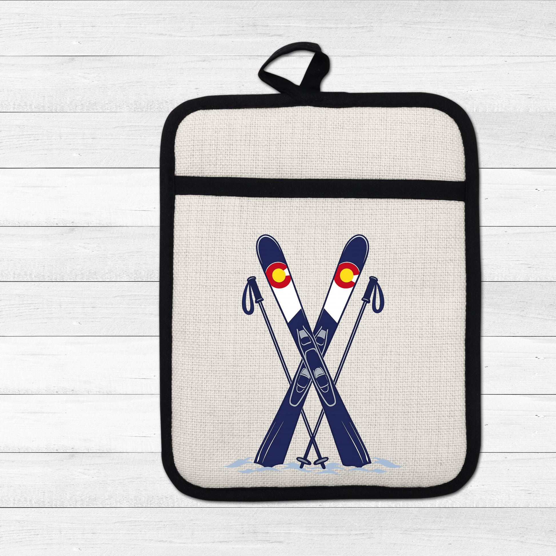 Ski Oven Mitt – Heat Resistant Silicone Pot Holder With Loop | Colorado Kitchen Decor - gift presentation view