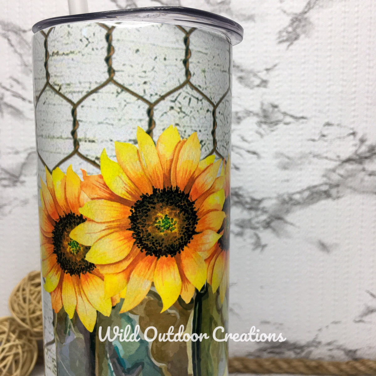 Rustic Sunflower Tumbler, Cowboy Boot Steel, 20 Oz, Lid Straw Cup