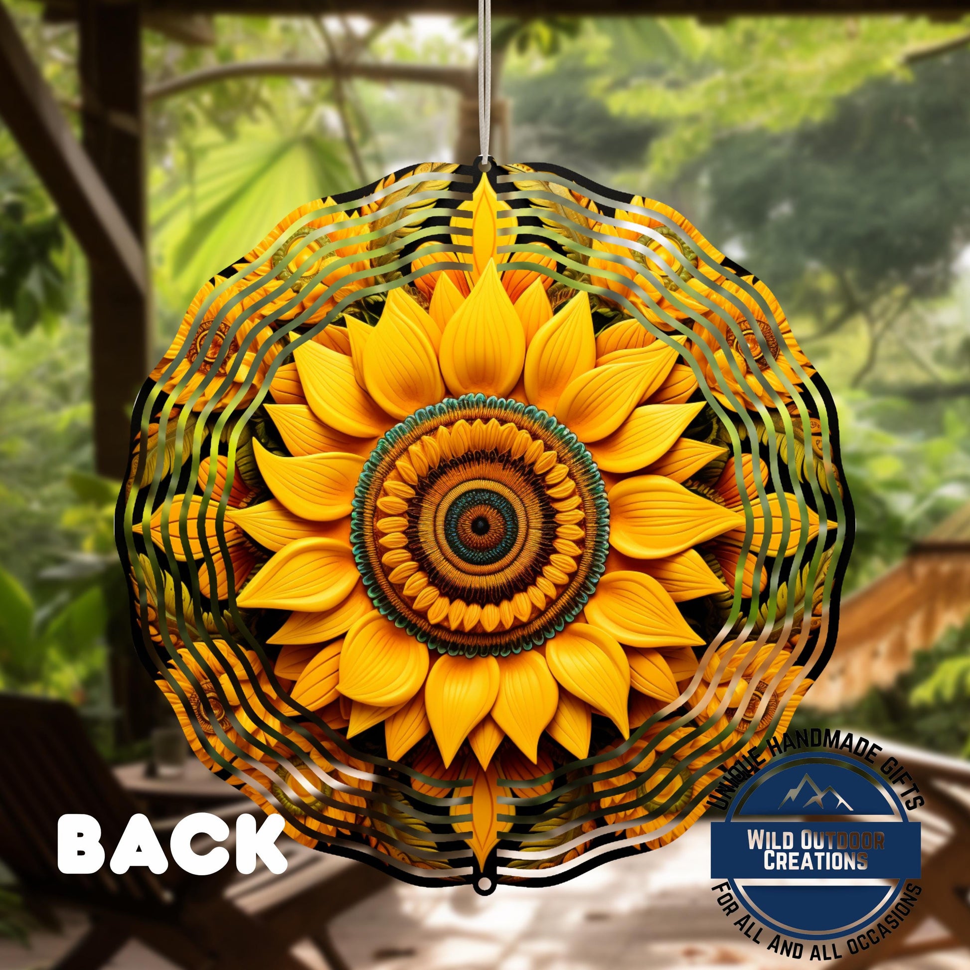 Sunflower Wind Spinner - 10 Inch Vibrant Floral Garden Art with 360° Swivel - product dimensions and specifications