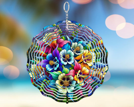 Columbine Flower Wind Spinner - Vibrant Garden Art with Spinning Motion