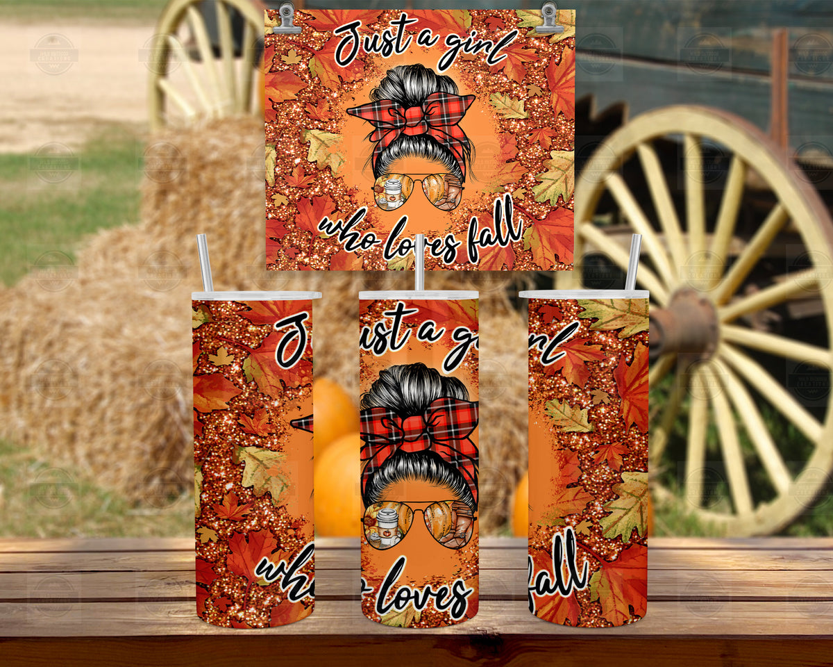 20Oz Stainless Steel Tumbler, Just A Girl Who Loves Fall, Leaves