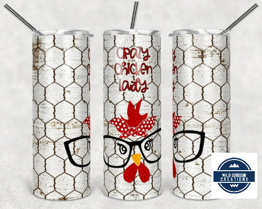 Stainless Steel Tumbler, Crazy Chicken Lady 20Oz Iced Coffee Cup