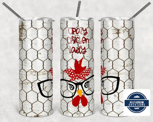 Stainless Steel Tumbler, Crazy Chicken Lady 20Oz Iced Coffee Cup