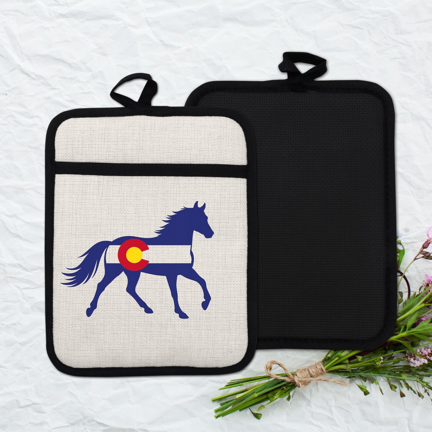 Horse Oven Mitt - Colorado Pot Holder With Silicone Back & Linen Front, Heat Resistant - additional product photo 13