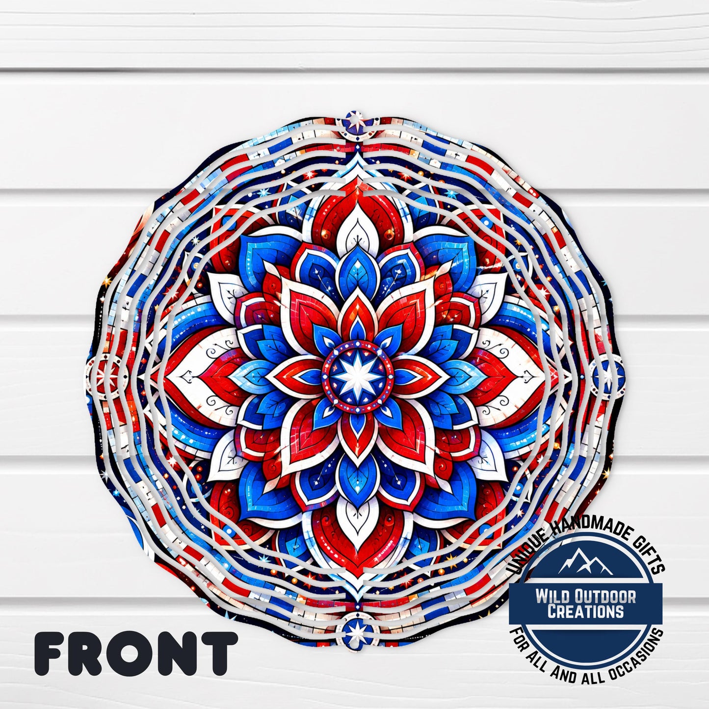Mandala Wind Spinner: Red White Blue Patriotic Decor
