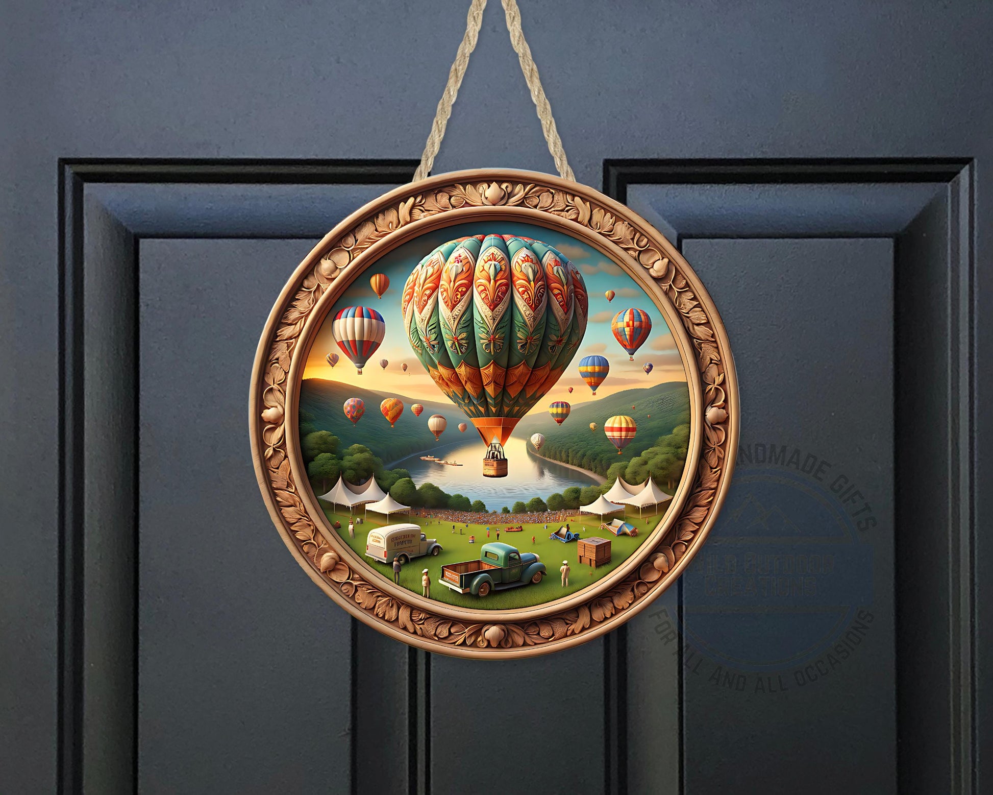 Aluminum Door Hanger – County Fair Hot Air Balloon Outdoor Door Sign, 10 Inch - additional product photo 10