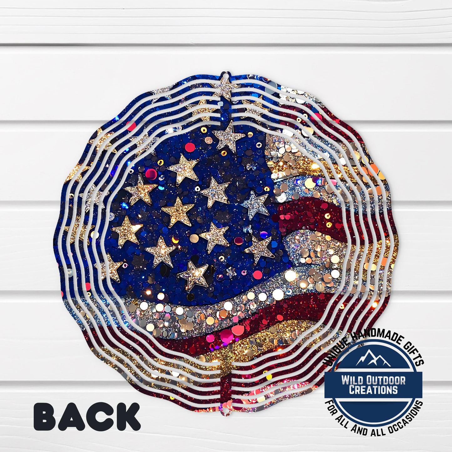 American Flag Wind Spinner - Aluminum Outdoor Decor | Patriotic Garden Sparkle