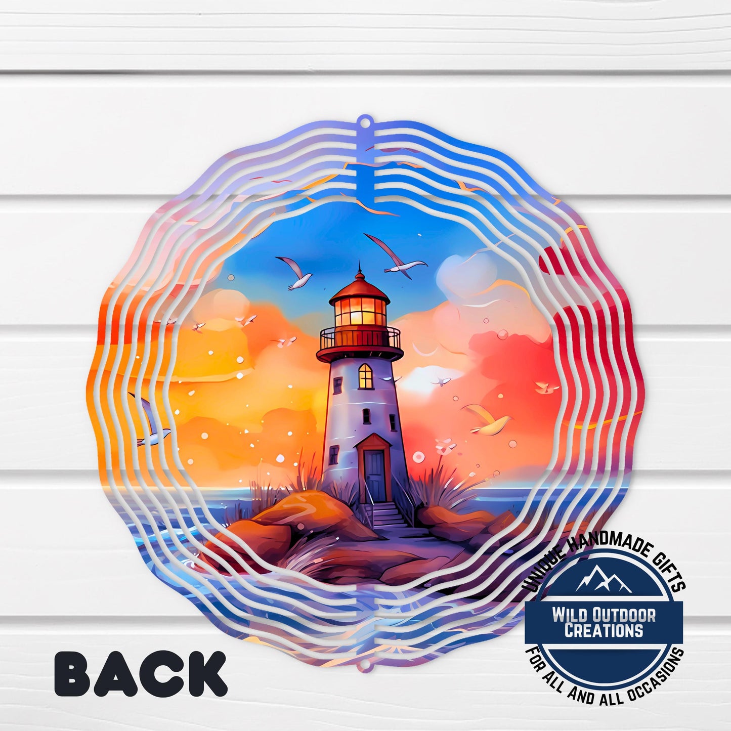 Lighthouse Wind Spinner – 10 Inch Double Sided Aluminum Coastal Yard Art - product dimensions and specifications