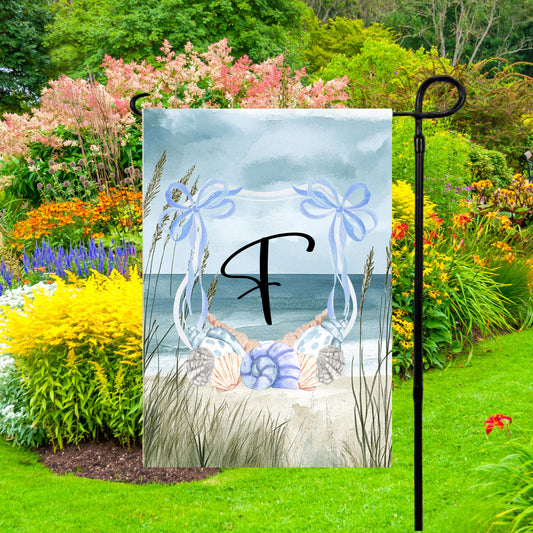 Coastal Shell Crest Garden Flag, Custom Outdoor Decor, New Home Housewarming Gift