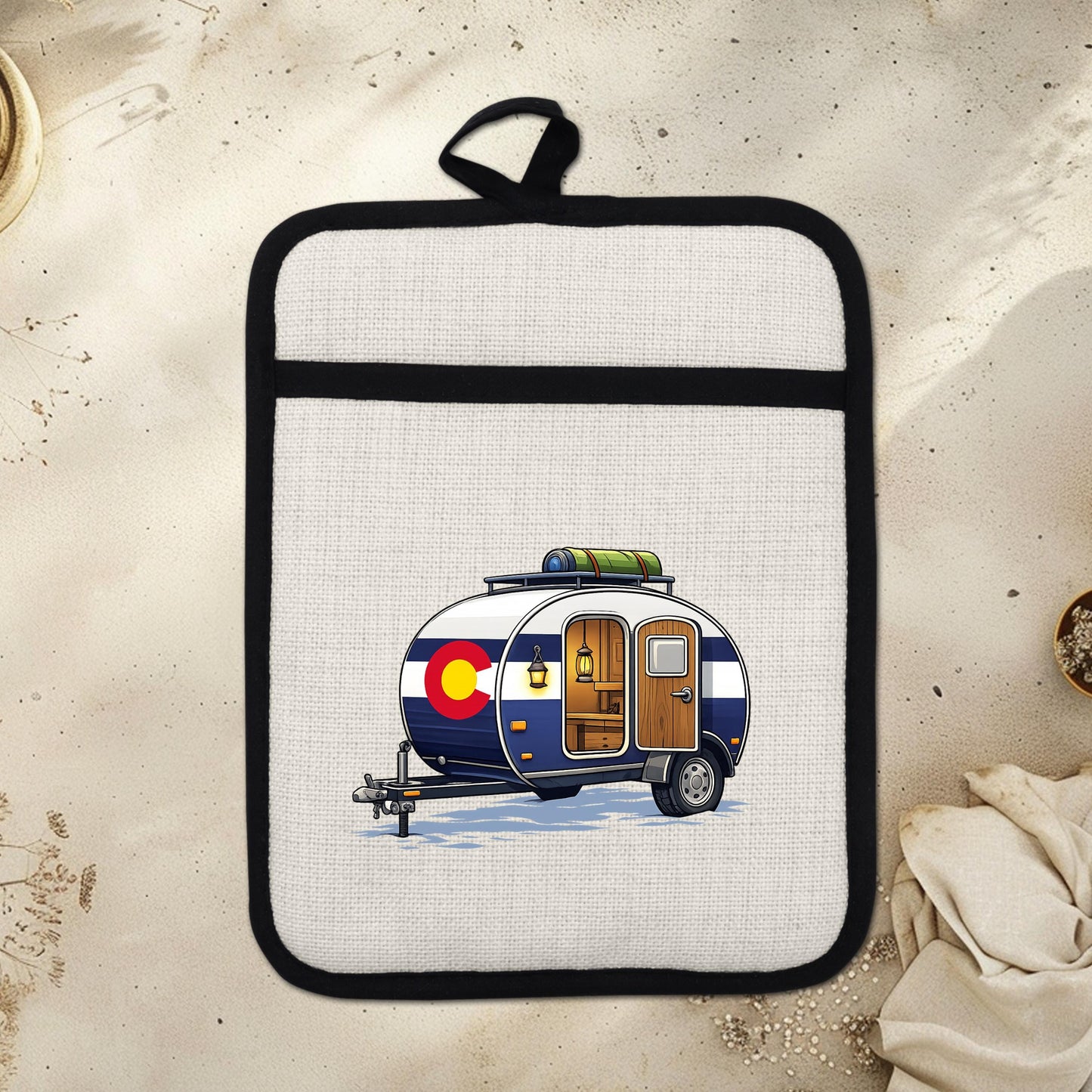 Pot Holder Oven Mitt - Heat Resistant Silicone Trivet | Colorado Camper Gift - lifestyle view