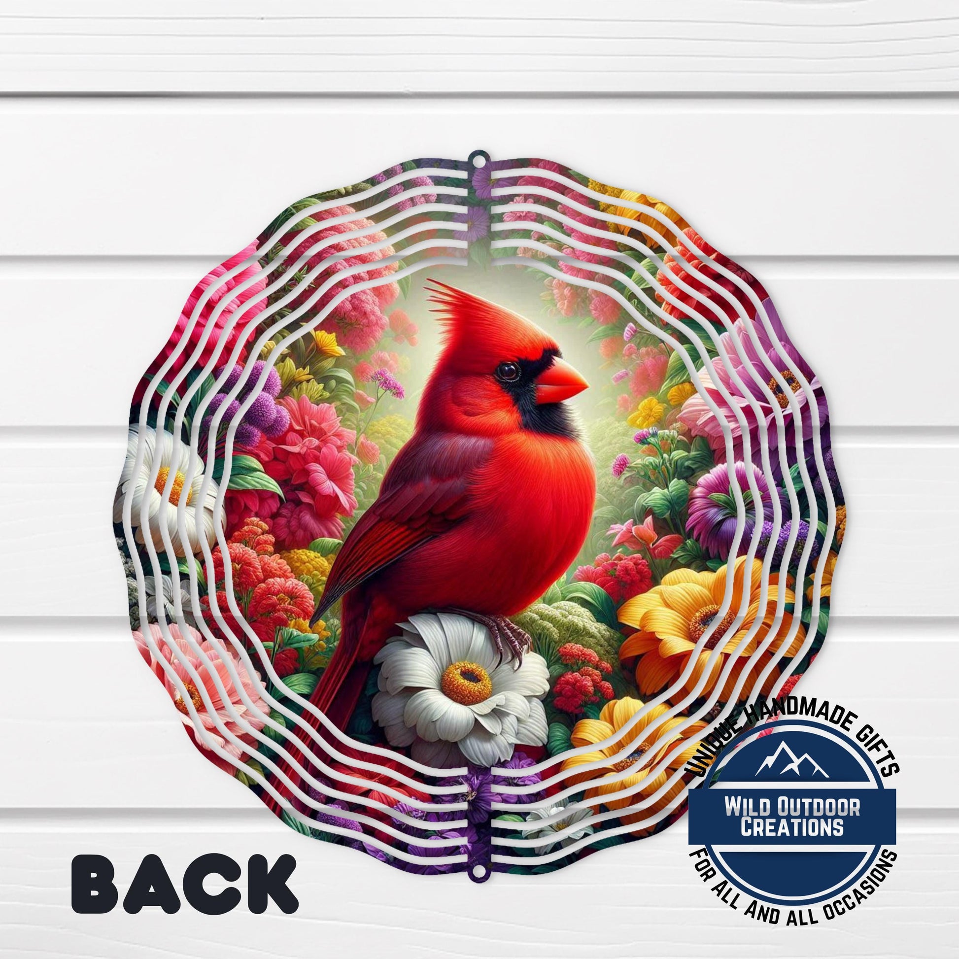 Cardinal Wind Spinner – 10 Inch Outdoor Garden Decor with Vibrant Red Bird & 360 Swivel Hook - scale and size reference