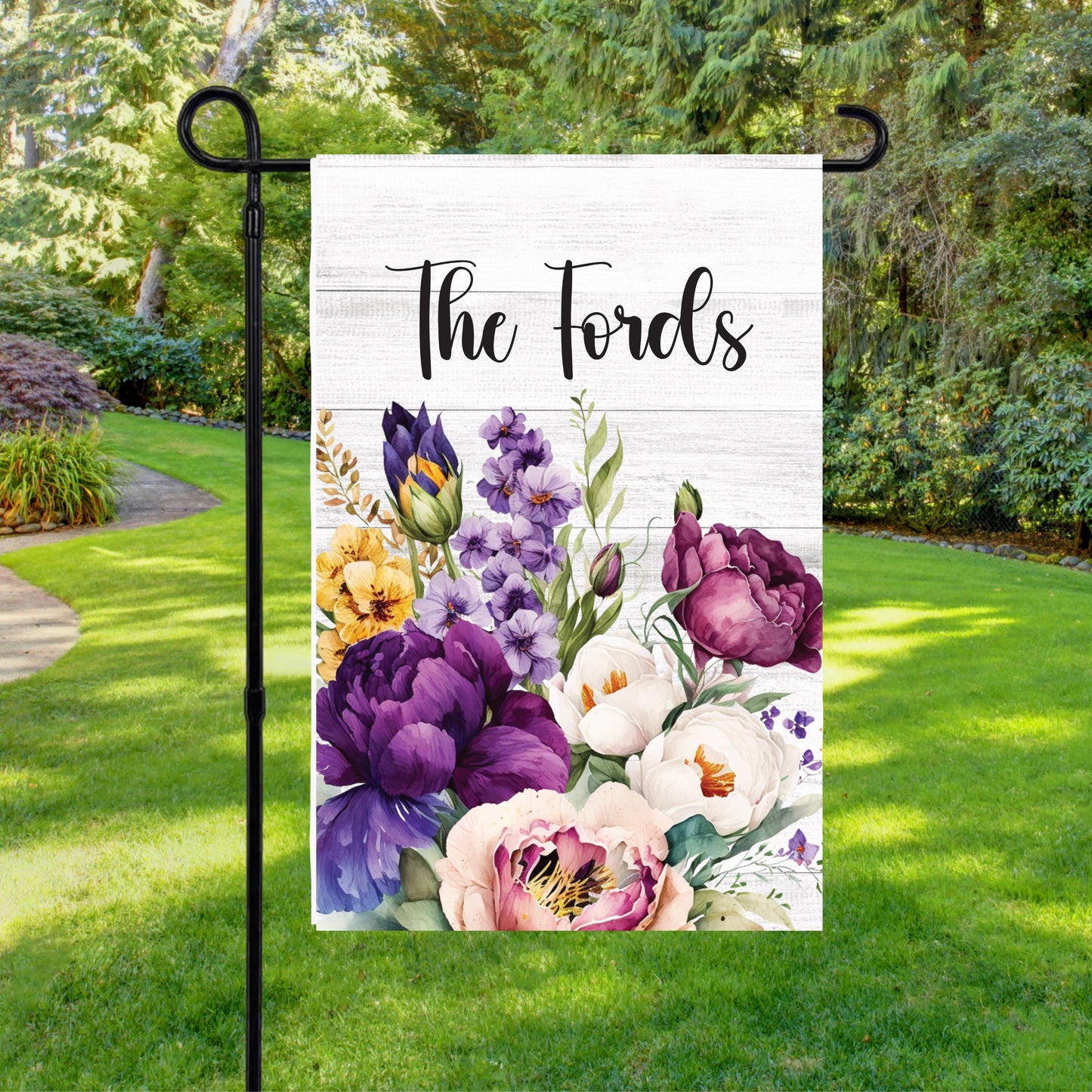 Personalized Floral Garden Flag - Custom Welcome Sign for Housewarming Gifts  Outdoor Patio Decor