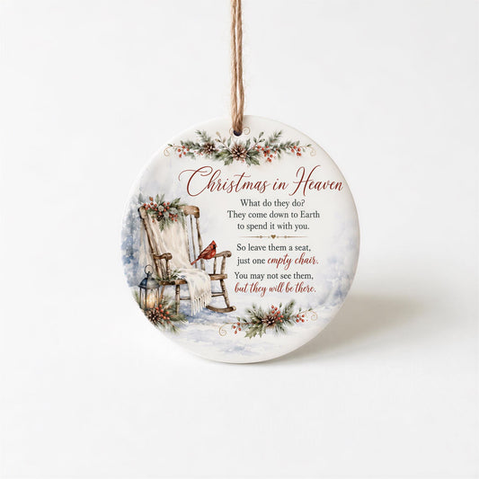 Memorial Ornament, Christmas In Heaven Ceramic Cardinal Keepsake