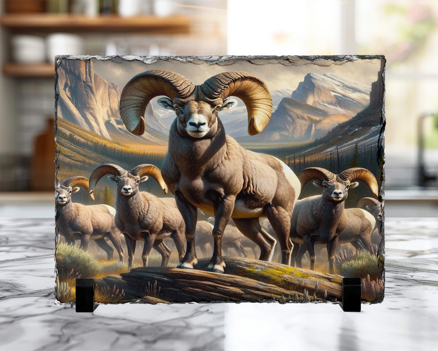 Wildlife Photo Slate with Legs - Big Horn Sheep in Colorado Mountains