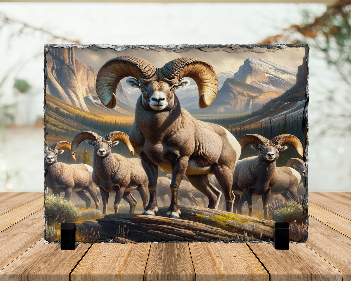 Wildlife Photo Slate with Legs - Big Horn Sheep in Colorado Mountains