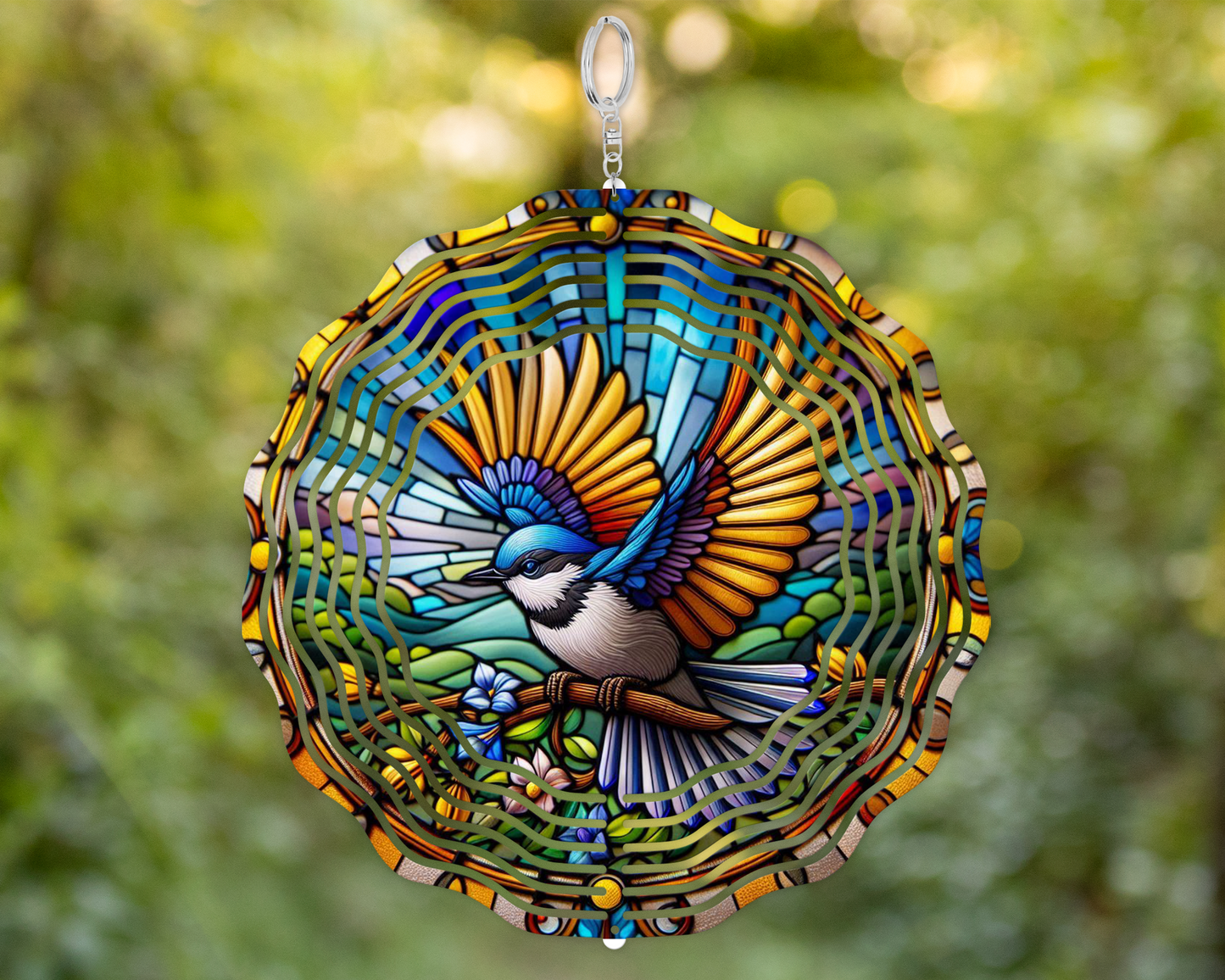 Bird Stained Glass Wind Spinner - Unique Garden Decor for Mom Perfect Mothers Day Gift for Bird Lovers
