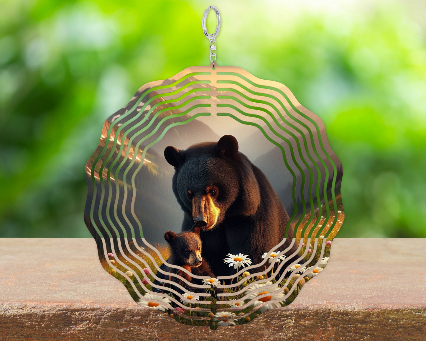 Black Bear Wind Spinner, Nature-Inspired Housewarming Gift, Hanging Wind Spinner for Patio, Cabin Gift, Bear Lover Gift, Garden Decor