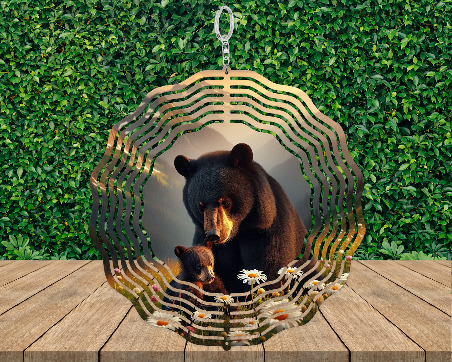 Black Bear Wind Spinner, Nature-Inspired Housewarming Gift, Hanging Wind Spinner for Patio, Cabin Gift, Bear Lover Gift, Garden Decor