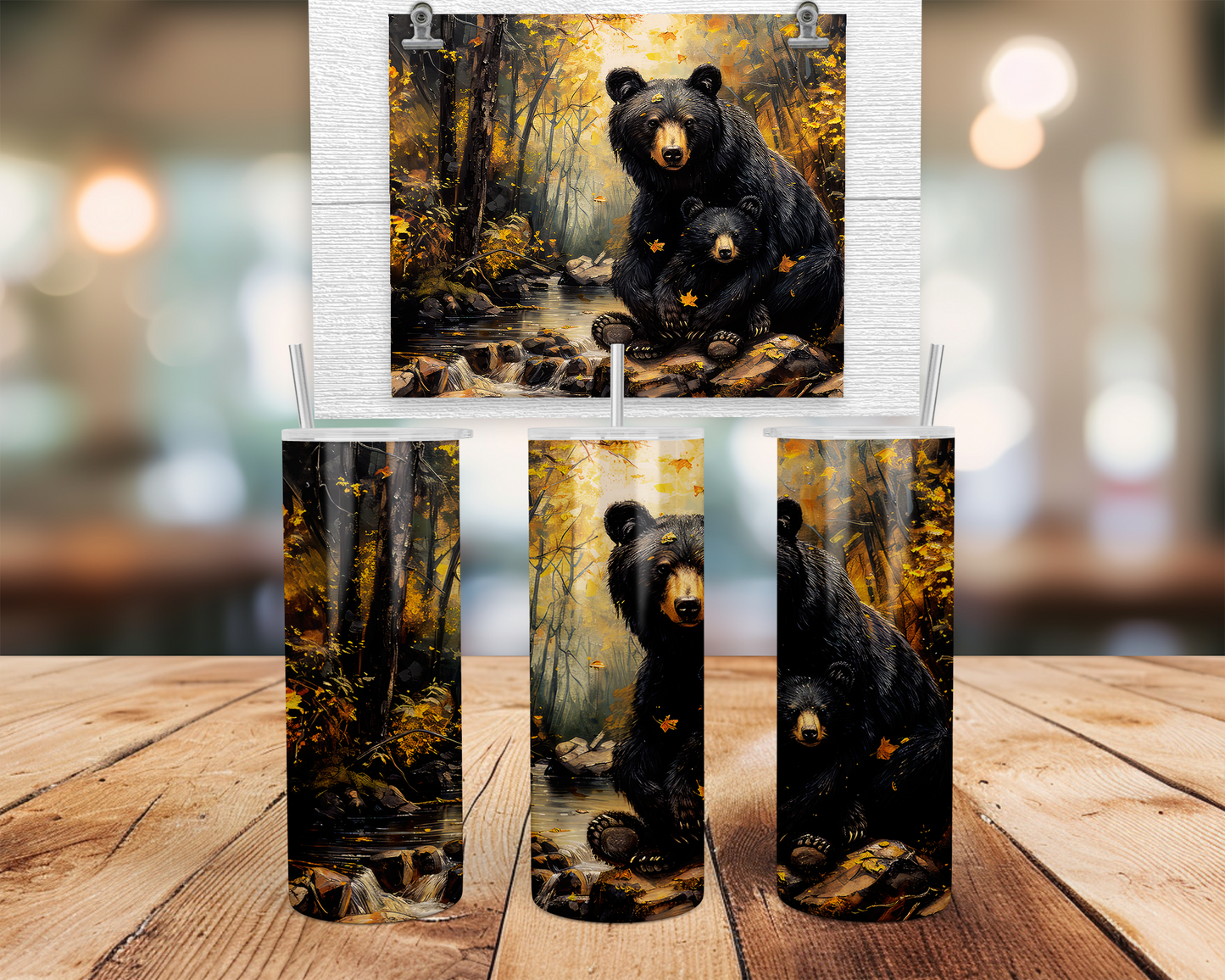 Black Bear Tumbler, To Go Bottle, Wildlife Lover Gift, Unique Gifts for Mother