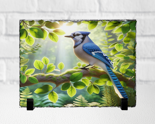 Blue Jay Photo Slate with Display Legs - Perfect Gift for Nature Lovers