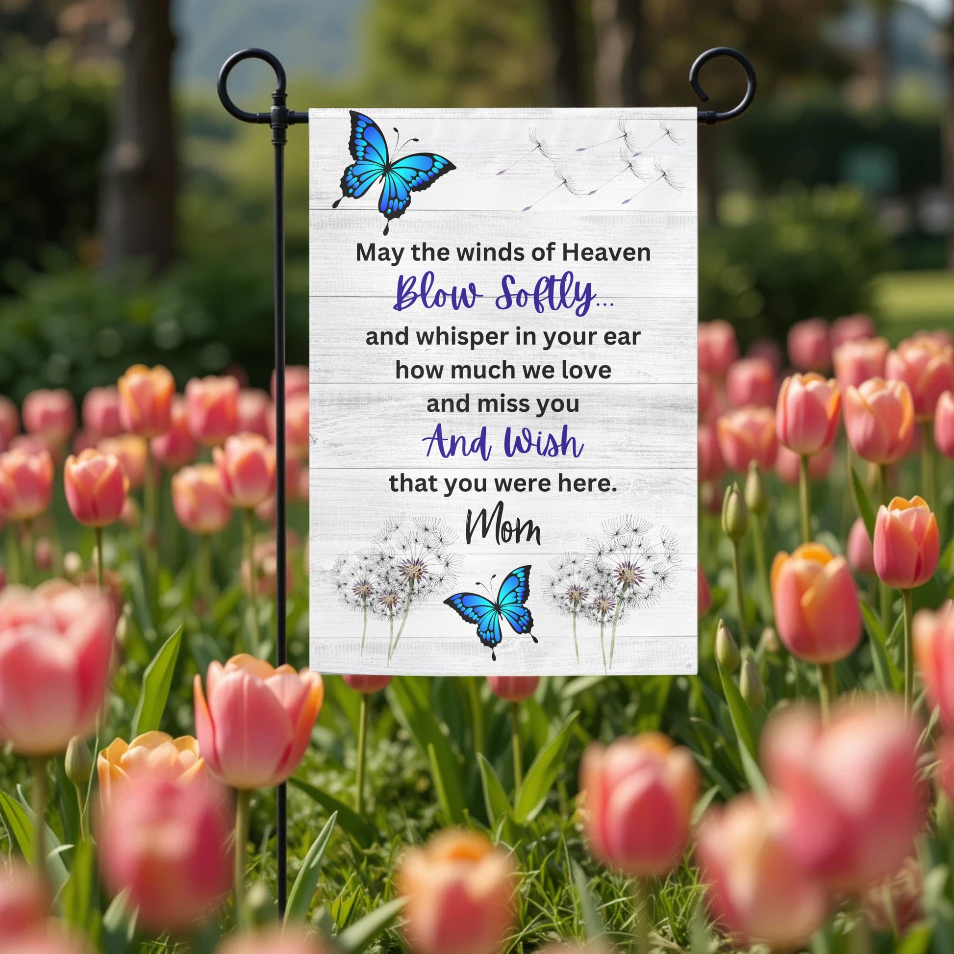 Memorial Garden Flag – Personalized Butterfly Sympathy Outdoor Garden Remembrance Flag 12x18 - lifestyle display