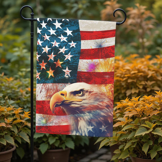Bald Eagle Garden Flag - American Flag 12x18 Double Sided Patriotic Decor