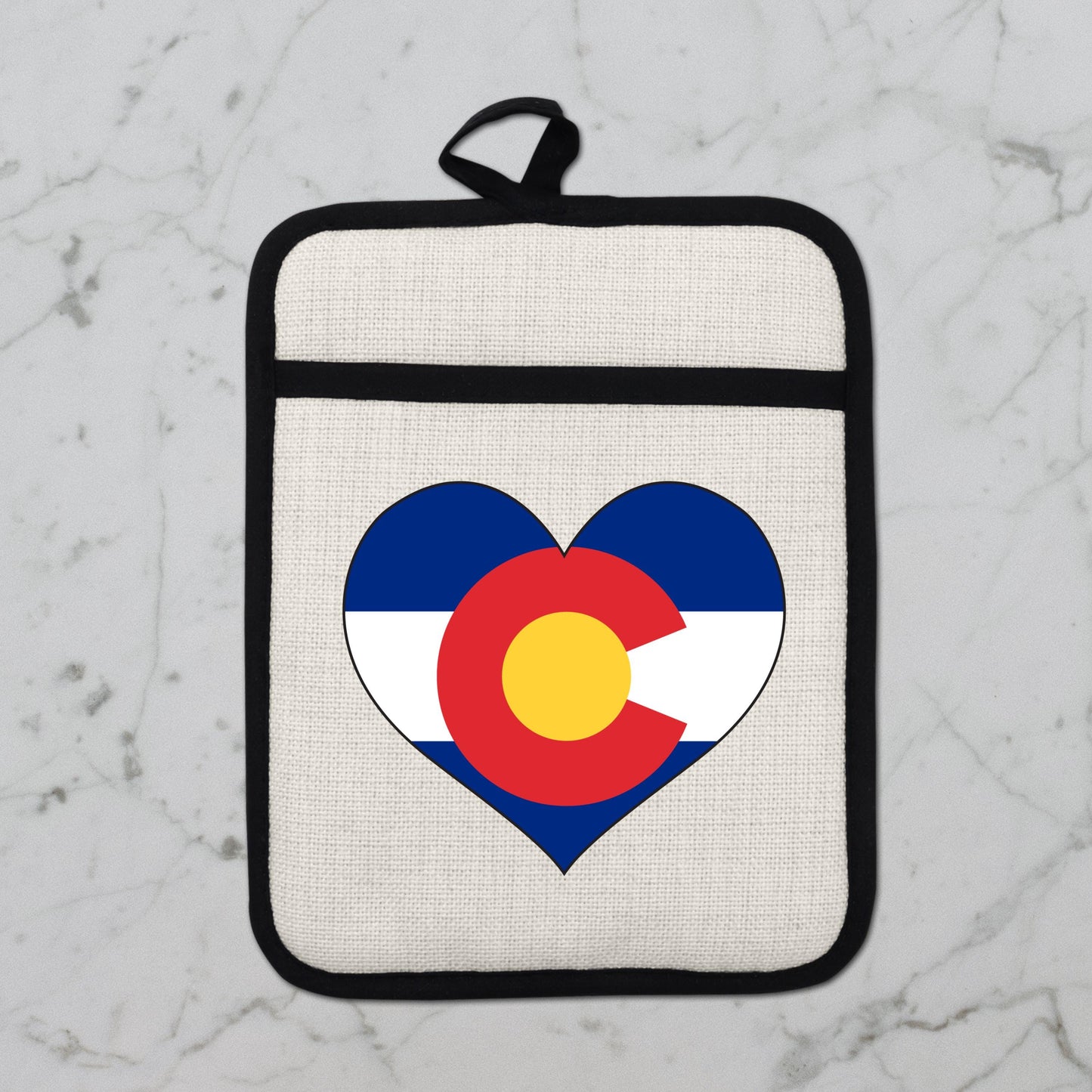 Colorado Heart Pot Holder – Silicone Pot Holder with Linen Front & Heat Resistant Trivet - additional product photo 10